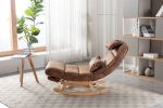 COOLMORE living room Comfortable rocking chair with Footrest/Headrest living room chair Beige